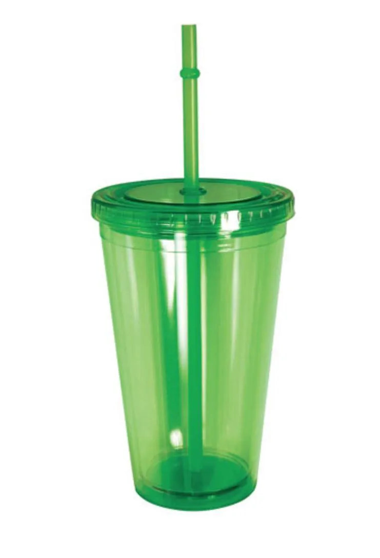 100% Bpa Free Cup Bottle With Straw Double Wall Screw On Lid Water Drinks 16oz
