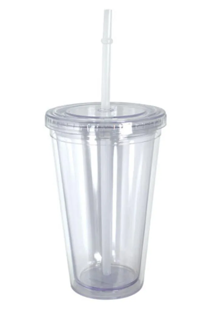 100% Bpa Free Cup Bottle With Straw Double Wall Screw On Lid Water Drinks 16oz