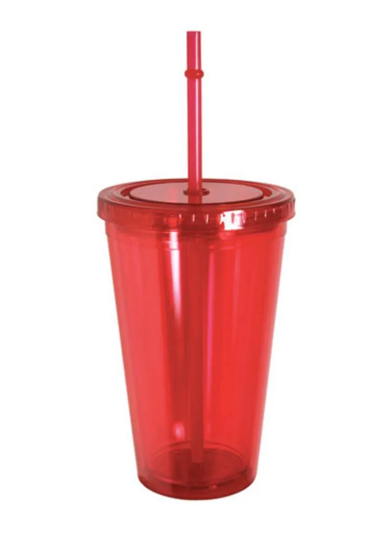 100% Bpa Free Cup Bottle With Straw Double Wall Screw On Lid Water Drinks 16oz