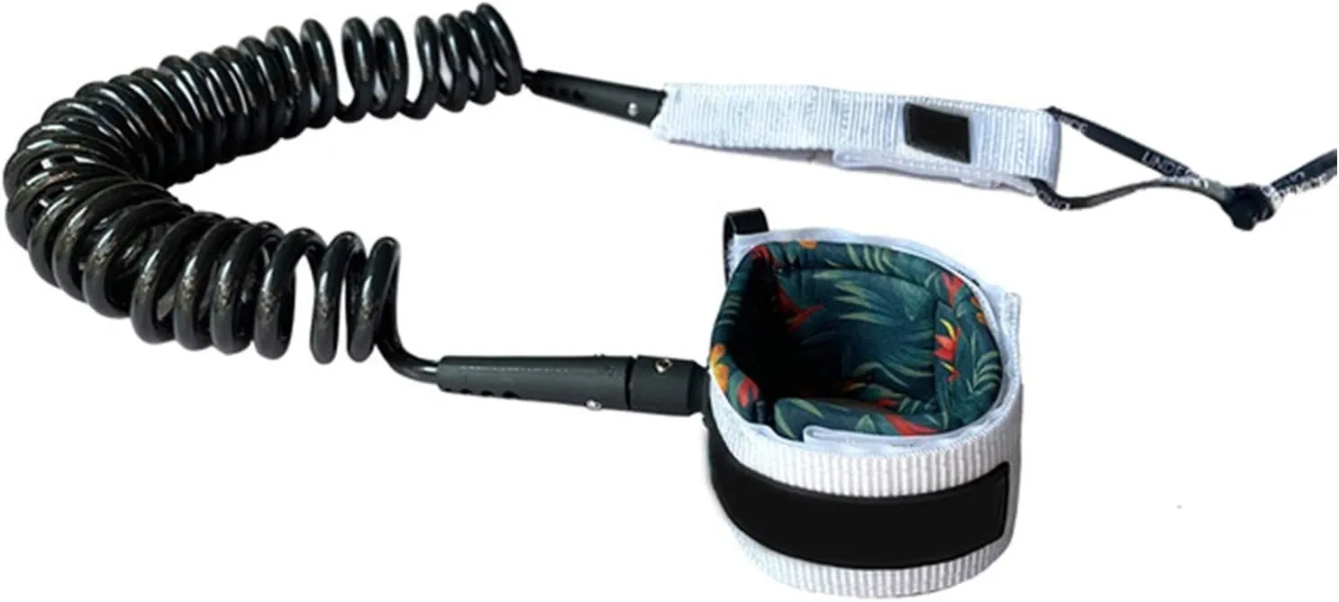10FT/9FT 7MM Surfboard Leash SUP Coiled Leash SUP Paddle Webbing Paddle Board Surf Leg Rope(7mm 10ft f)