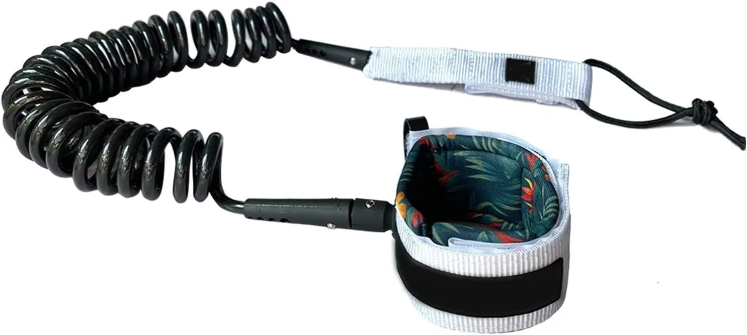10FT/9FT 7MM Surfboard Leash SUP Coiled Leash SUP Paddle Webbing Paddle Board Surf Leg Rope(7mm 9ft D)