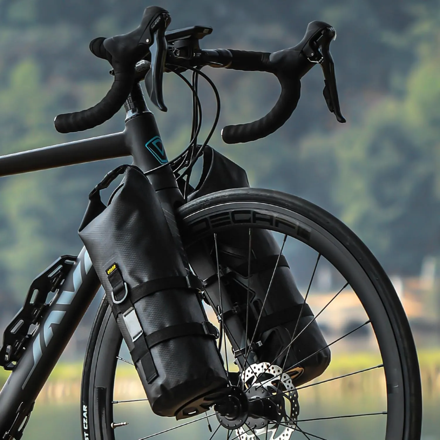 2 Pack Front Fork Bags, Mountain/Road Bike Waterproof Roll Top Design, 5L Capacity, Sporty Casual Style