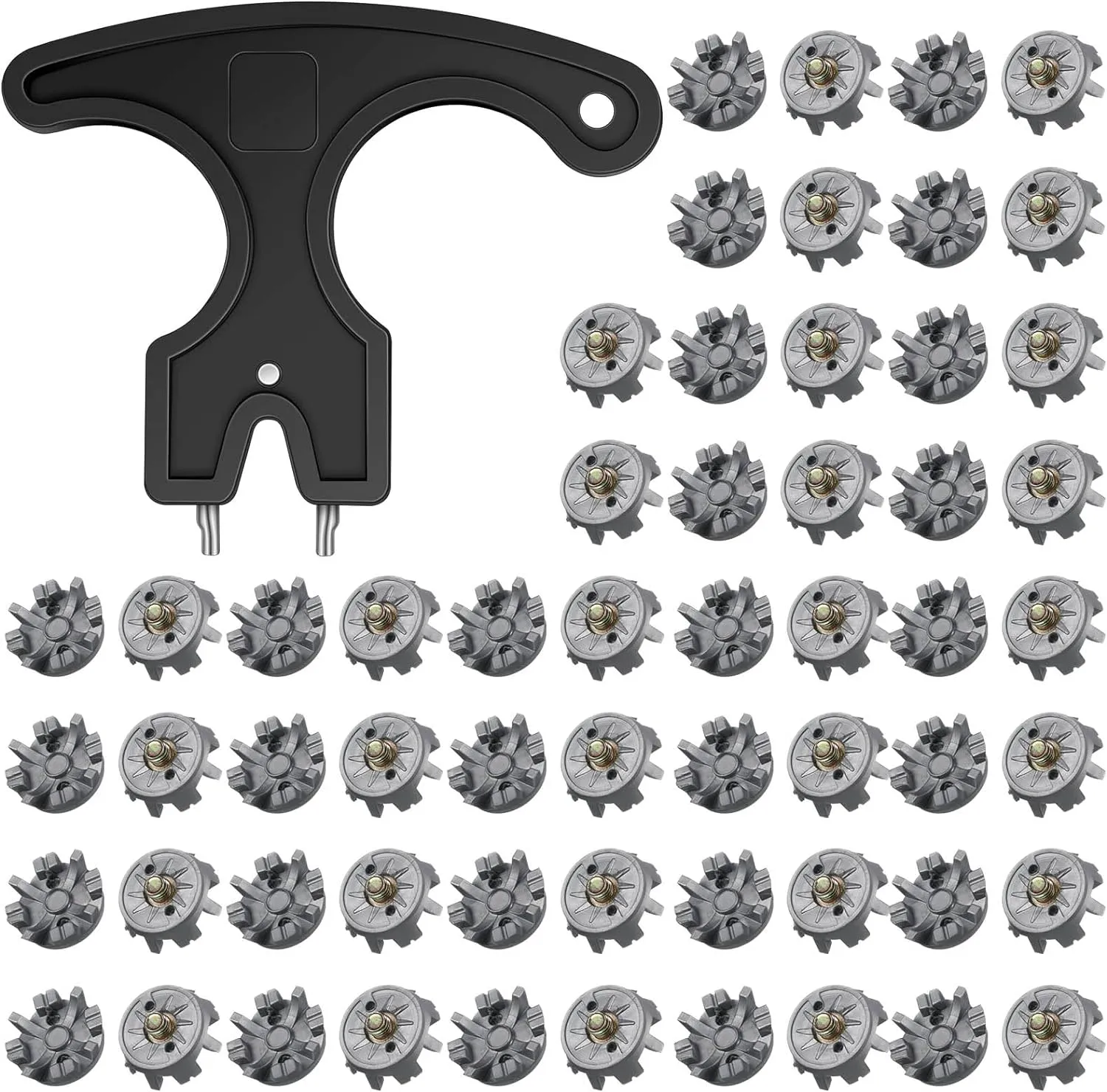 51 Pcs Golf Cleats Set 50 Golf Shoe Spikes Replacements with 1 Cleats Spanner Metal Thread Screw 6 mm Dia for Cricket Shoe Player