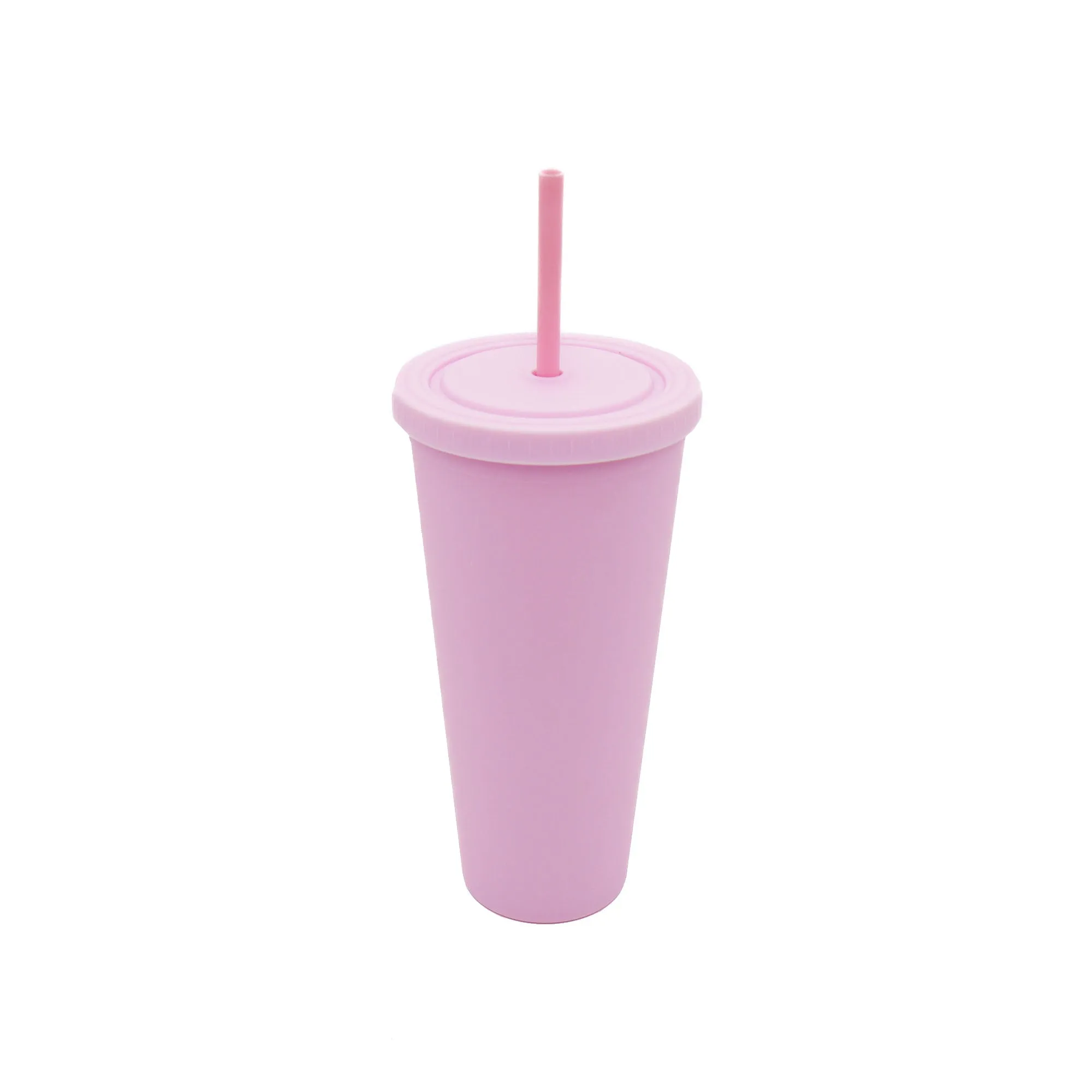 Acrylic Drinking Tumbler 600ml Pastel Colored Matte Finish Cup & Straw