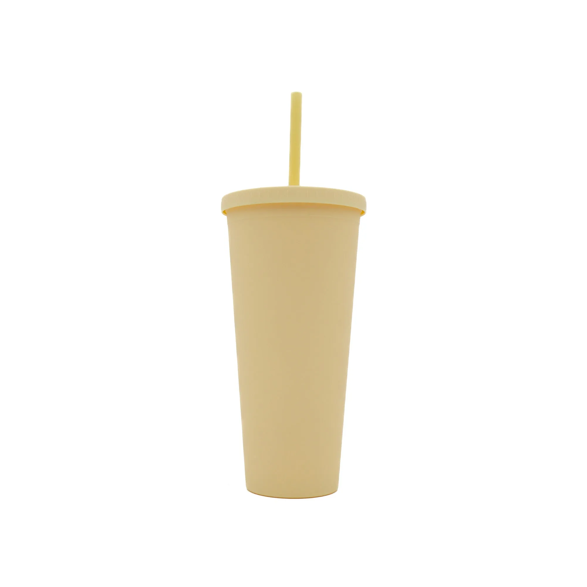Acrylic Drinking Tumbler 600ml Pastel Colored Matte Finish Cup & Straw