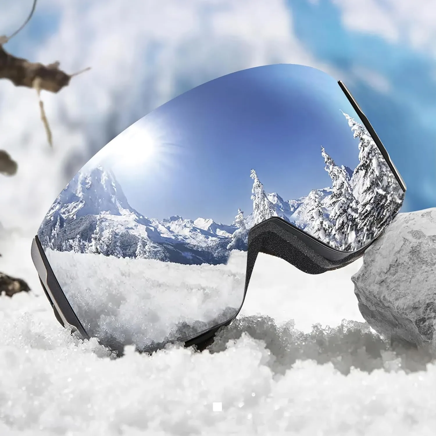 AVAWAY Ski Goggles Women Men Adult Snowboard Skiing Goggle Anti Fog Safety Glasses OTG Winter Snow Sports Accessory Gear
