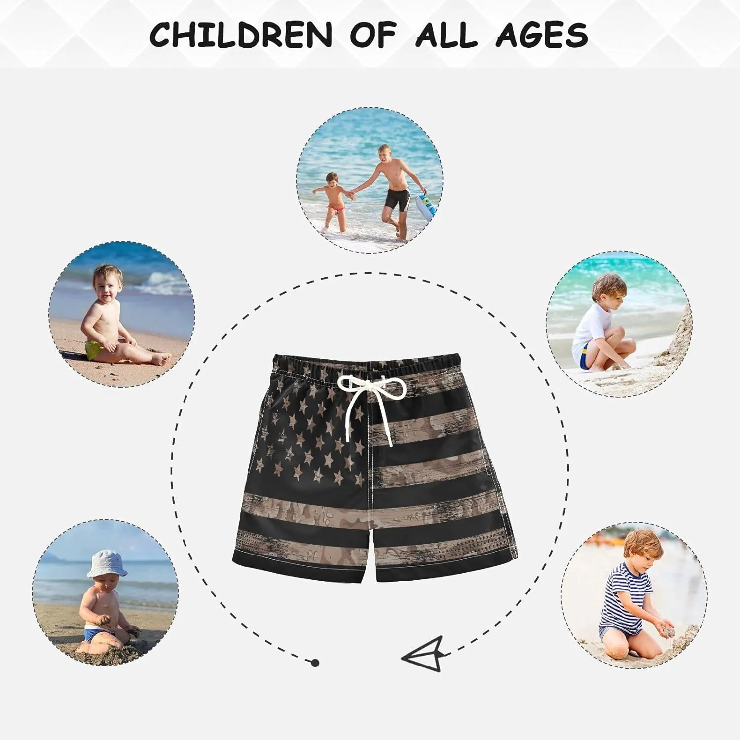 Black and White Cow Print Boys Beach Shorts Swim Trunks Toddler Bathing Suit Swimsuit Kids Swimwear