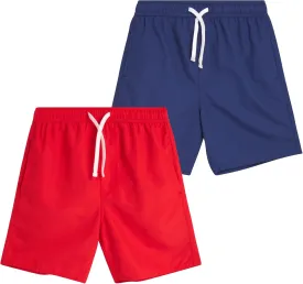 Boys Swim Trunks - 2 Pack Basic Quick Dry Boys Board Shorts Bathing Suit Kids Swimwear with Pockets (Sizes: 8-18)