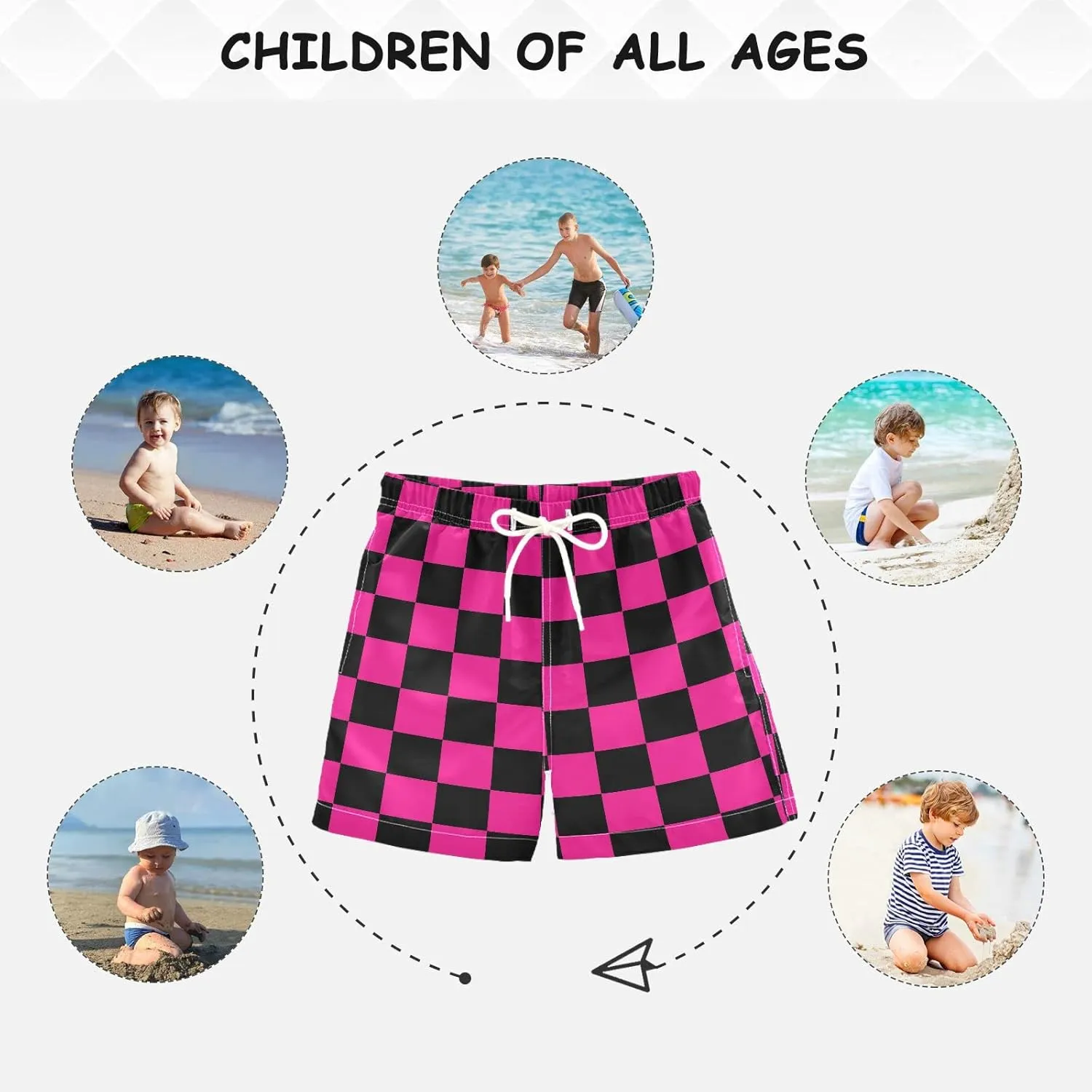 Buffalo Check Plaid Boys Swim Trunks Checkerboard Toddler Beach Board Shorts Summer Bathing Suit 2T