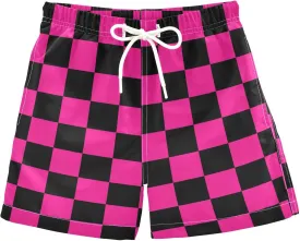 Buffalo Check Plaid Boys Swim Trunks Checkerboard Toddler Beach Board Shorts Summer Bathing Suit 2T