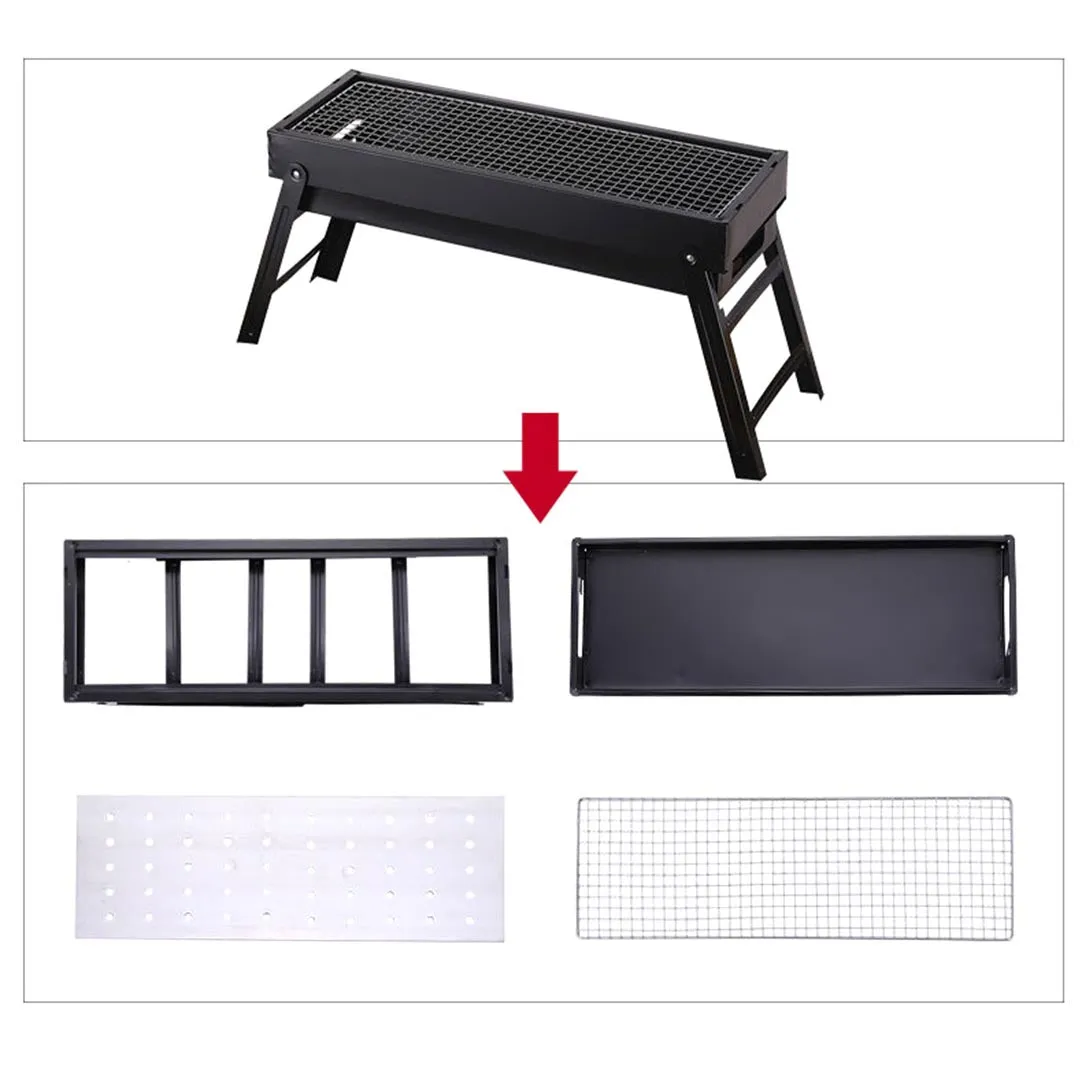 Charcoal Grill Set Premium 2X 60cm Portable Folding Thick Box-Type for Outdoor BBQ Camping