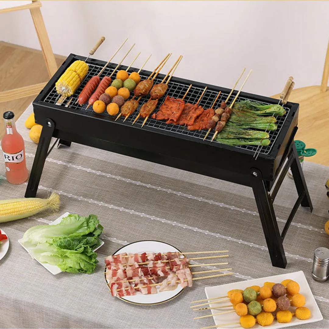 Charcoal Grill Set Premium 2X 60cm Portable Folding Thick Box-Type for Outdoor BBQ Camping