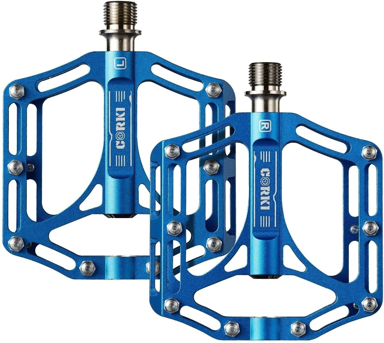 Corki Cycles TOPO Titanium Flat Platform Mountain Bike Pedals - 9/16