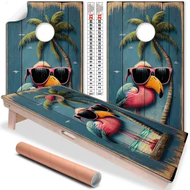 Cornhole Board Wraps and Decals for Boards Set of 2 Skins Professional Vinyl Covers Sticker Life's a Beach Flamingo Cornhole Wraps Stickers Cornhole Skins Cornhole Wraps for Boards