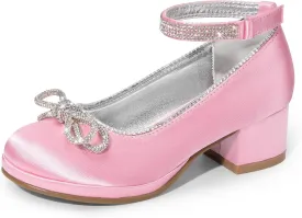 DREAM PAIRS Girls Dress Shoes Platform Chunky Heel Ankle Strap Princess Flats Flower Party Wedding Pump for Little Big Kid