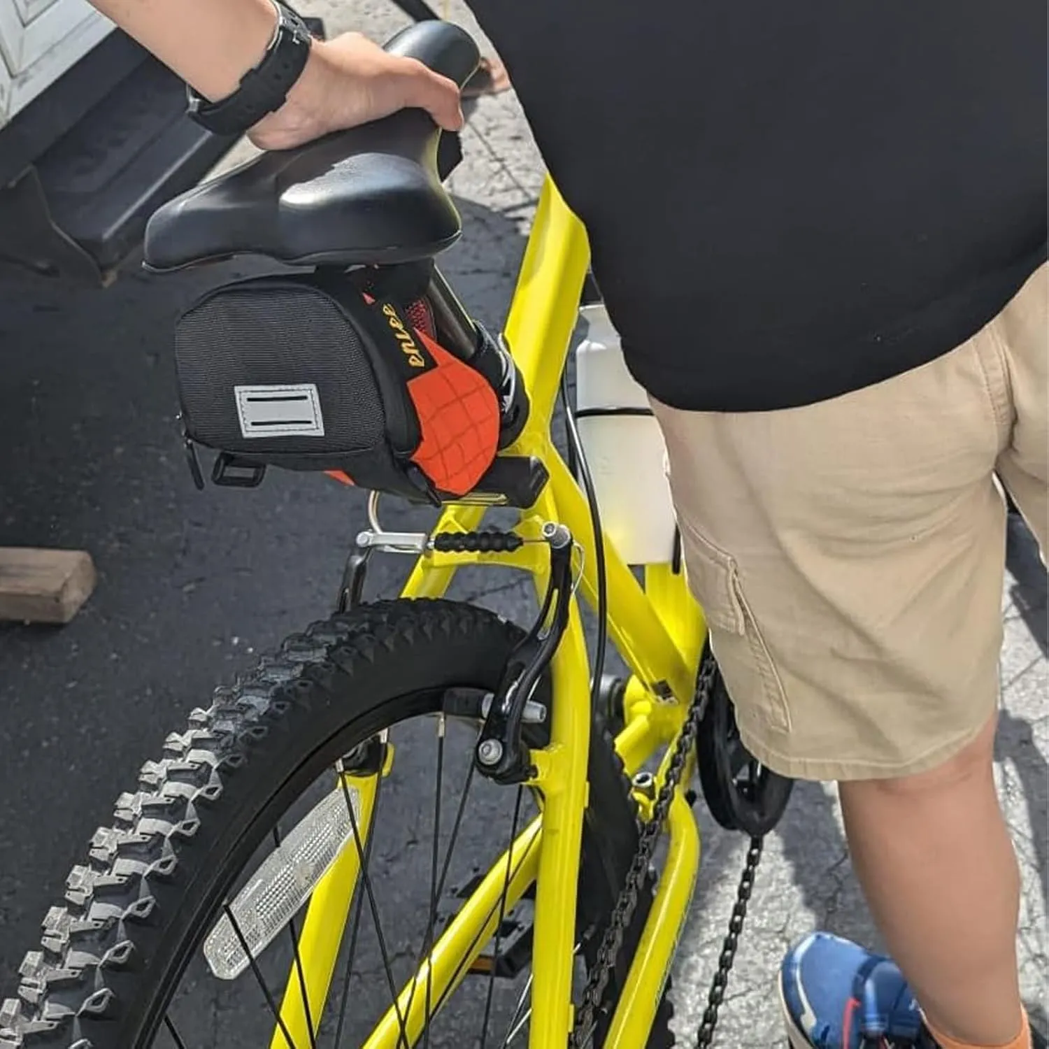 ENLEE Bike Seat Bag Waterproof Bicycle Saddle Bag Reflective Bike Accessories Storage Pouch Under Seat for Road Mountain Foldable Bikes Small Orange