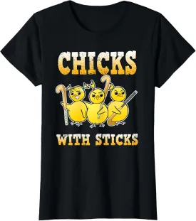Field Hockey T Shirt Funny Chicks With Sticks Tee Girls T-Shirt