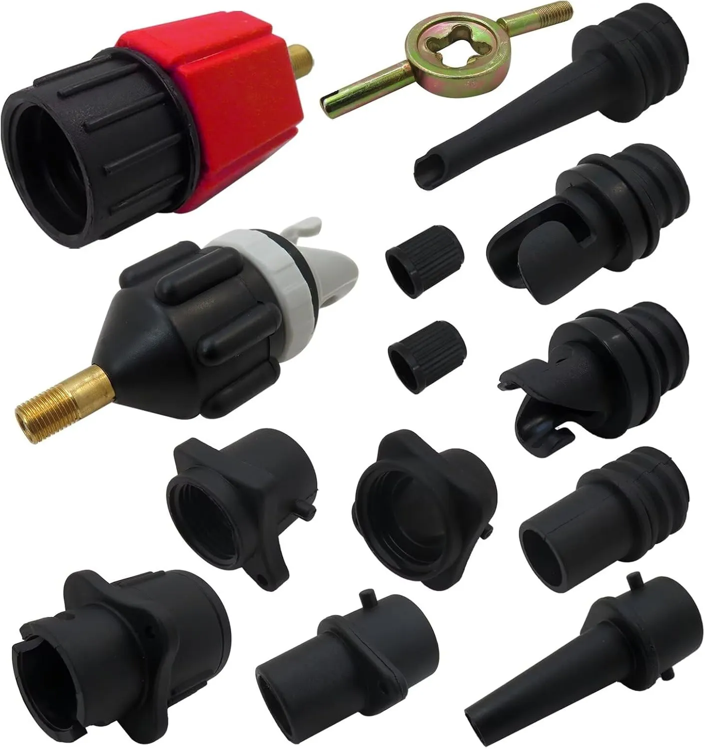 GRABOTE Paddle Board Pump Adapter, Inflatable Pump Adaptor, 2 Compressor Paddle Board Pump Adapter with 9 Conventional Air Valve Nozzles Air Pump Attachment for Kayaks/Rubber Boats/Inflatable Beds