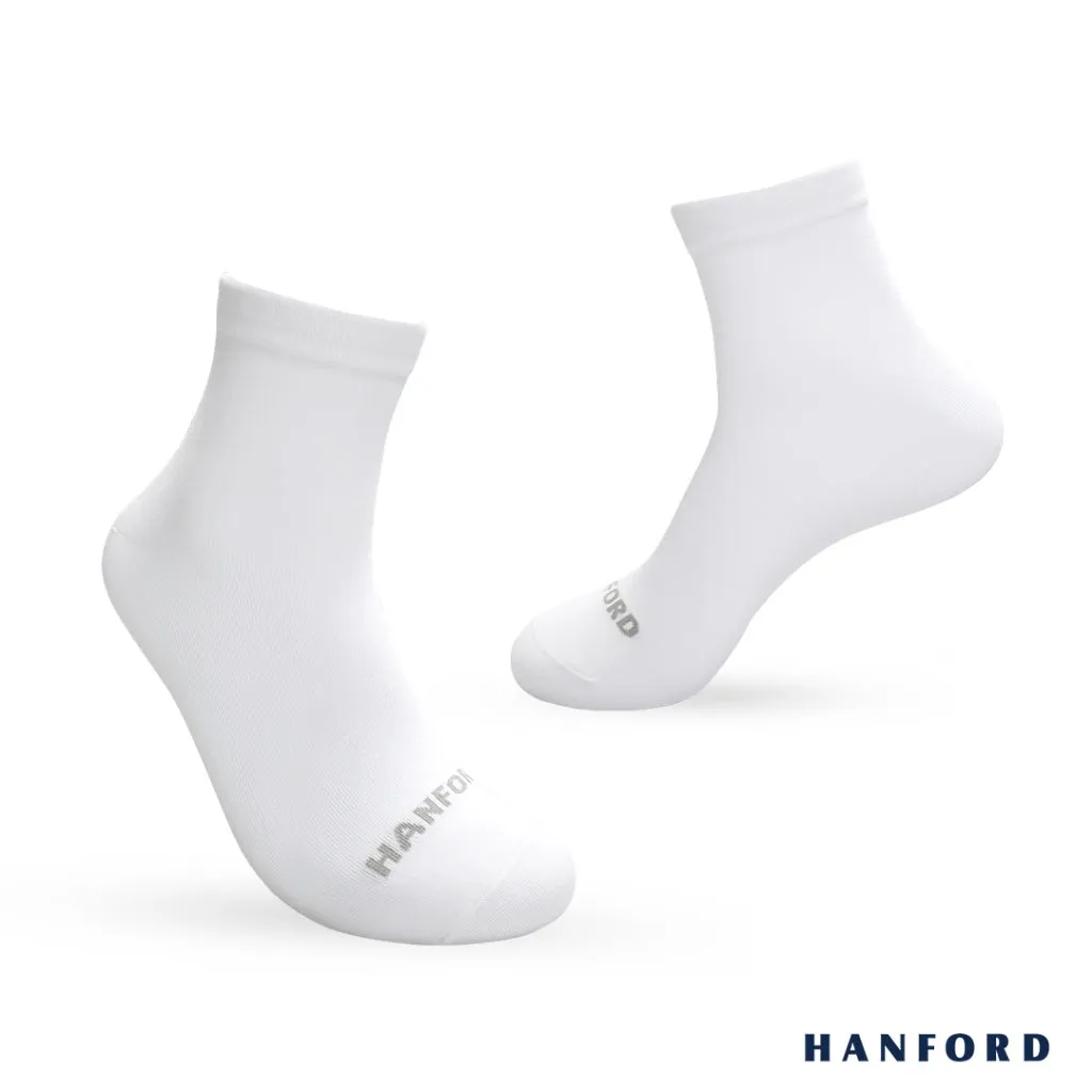 Hanford Men Ladies Teens Casual Everyday Comfort Cotton Ankle Socks Arlan - White Black (1pair)