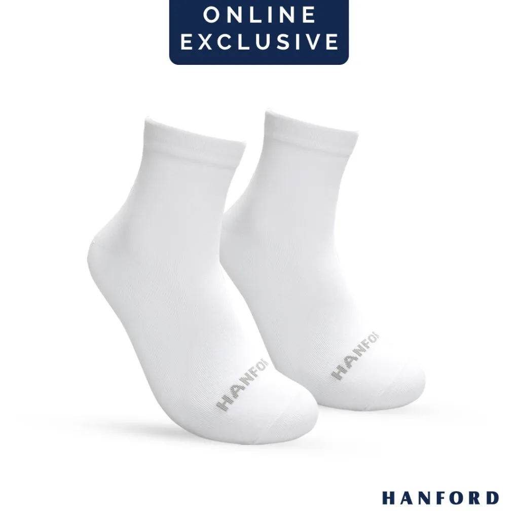 Hanford Men Ladies Teens Casual Everyday Comfort Cotton Ankle Socks Arlan - White Black (1pair)