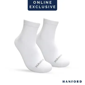 Hanford Men Ladies Teens Casual Everyday Comfort Cotton Ankle Socks Arlan - White Black (1pair)