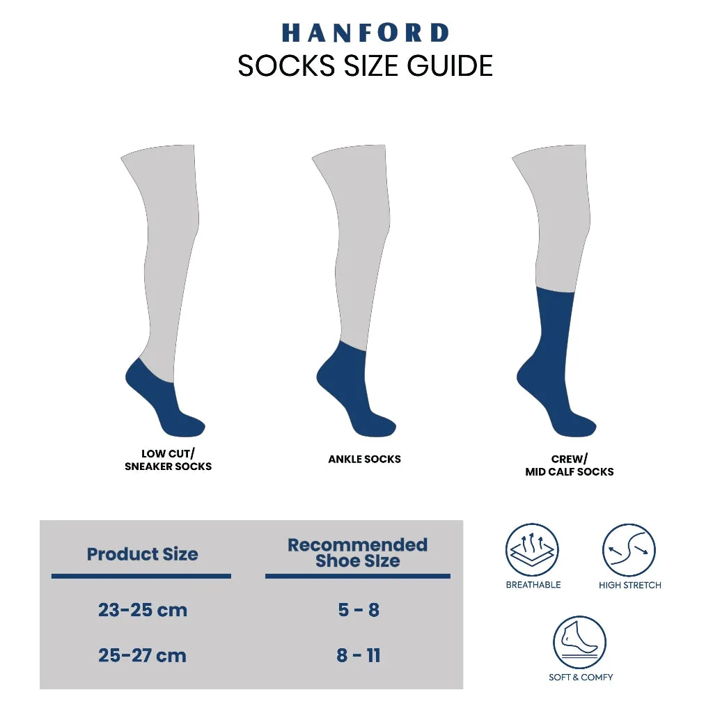 Hanford Men Ladies Teens Casual Everyday Comfort Cotton Ankle Socks Arlan - White Black (3pairs)