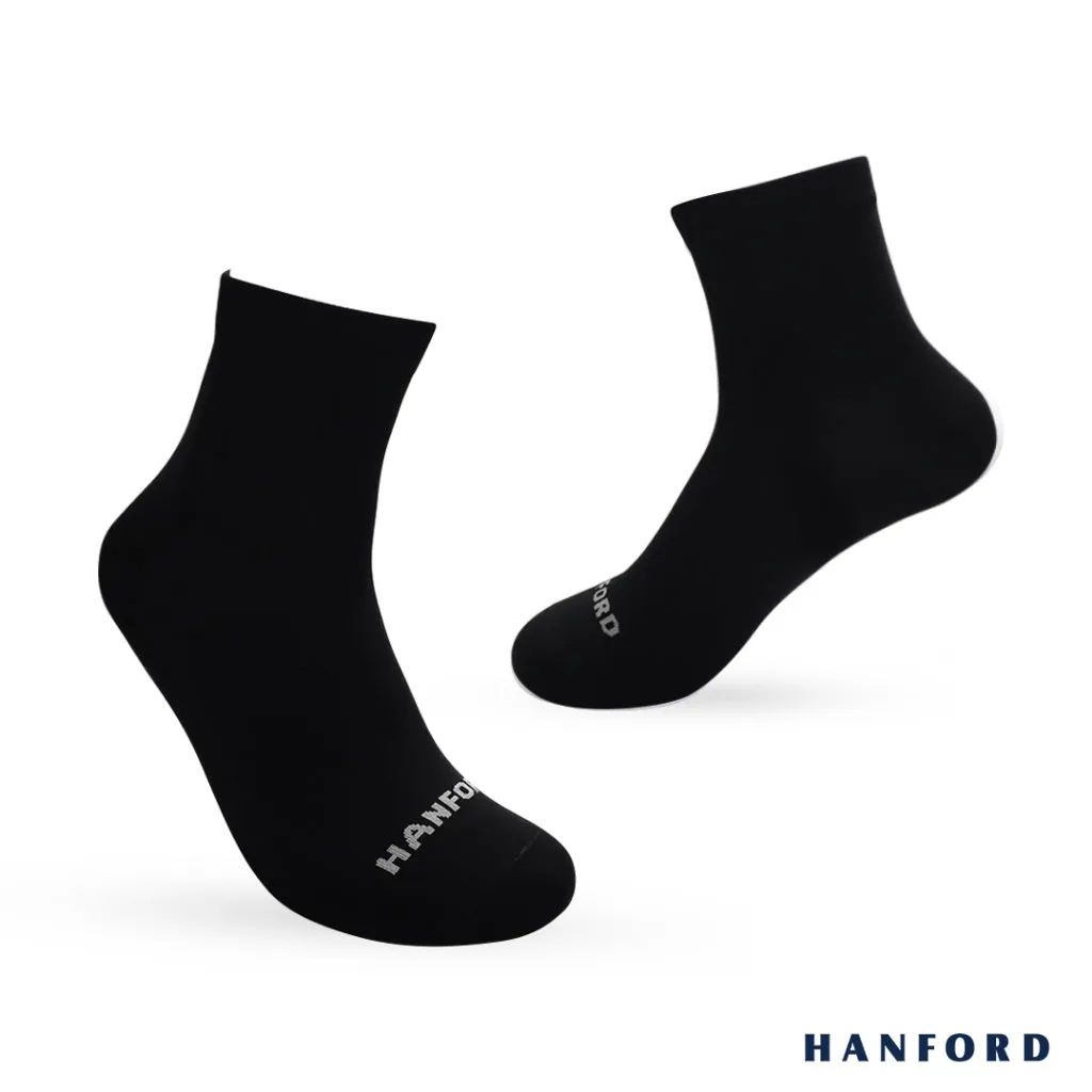 Hanford Men Ladies Teens Casual Everyday Comfort Cotton Ankle Socks Arlan - White Black (3pairs)