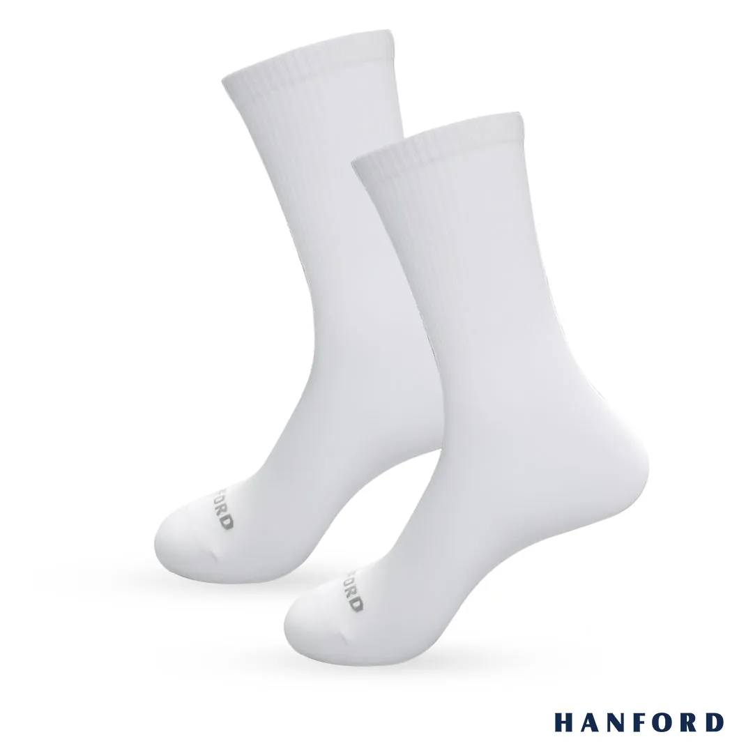 Hanford Men Ladies Teens Casual Everyday Comfort Cotton Crew Mid Calf Socks Mead White Black (1pair)