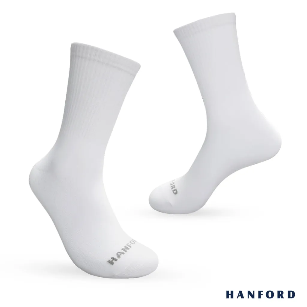 Hanford Men Ladies Teens Casual Everyday Comfort Cotton Crew Mid Calf Socks Mead White Black (1pair)