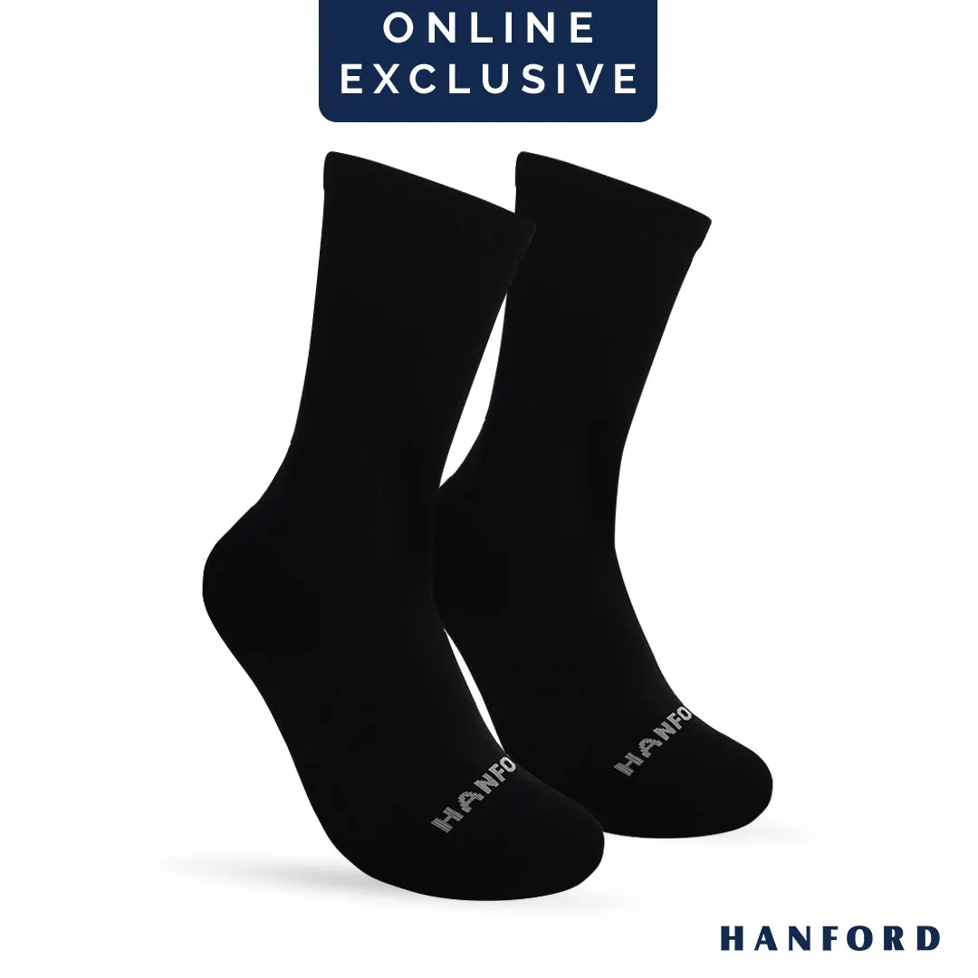 Hanford Men Ladies Teens Casual Everyday Comfort Cotton Crew Mid Calf Socks Mead White Black (1pair)