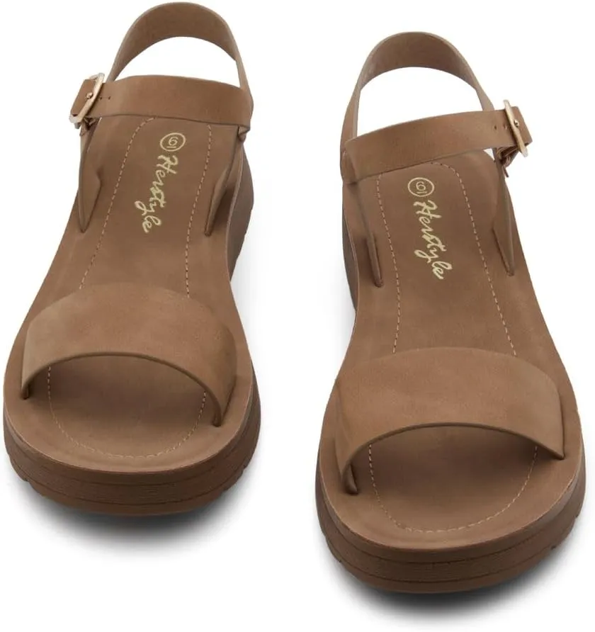 Herstyle Womens Flat Sandals  One Band Ankle Strap Dressy Casual Sandals with Cushioned Footbed | Comfortable Open Toe Walking Shoes for Summer & Daily Wear