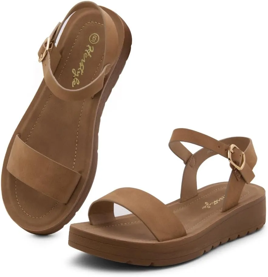 Herstyle Womens Flat Sandals  One Band Ankle Strap Dressy Casual Sandals with Cushioned Footbed | Comfortable Open Toe Walking Shoes for Summer & Daily Wear