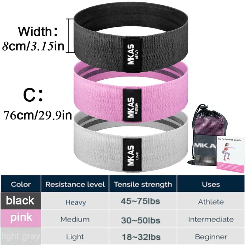Hip Fitness Resistance Bands Exercise Workout Set