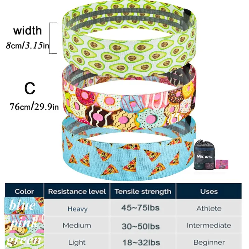 Hip Fitness Resistance Bands Exercise Workout Set