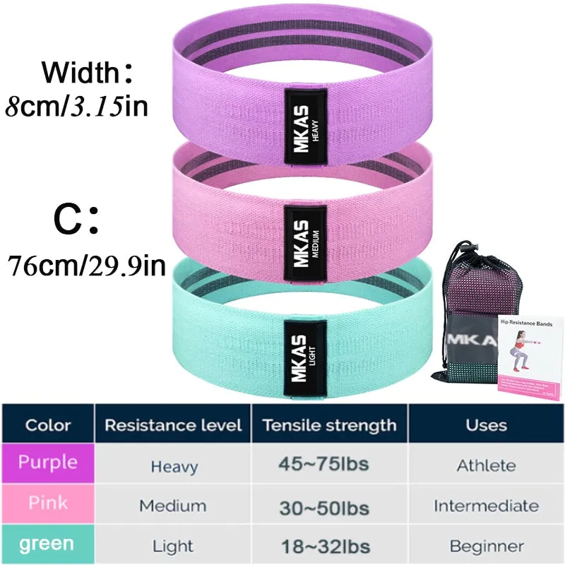Hip Fitness Resistance Bands Exercise Workout Set