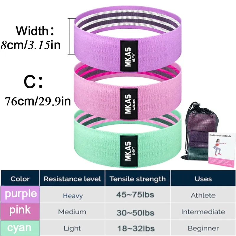 Hip Fitness Resistance Bands Exercise Workout Set