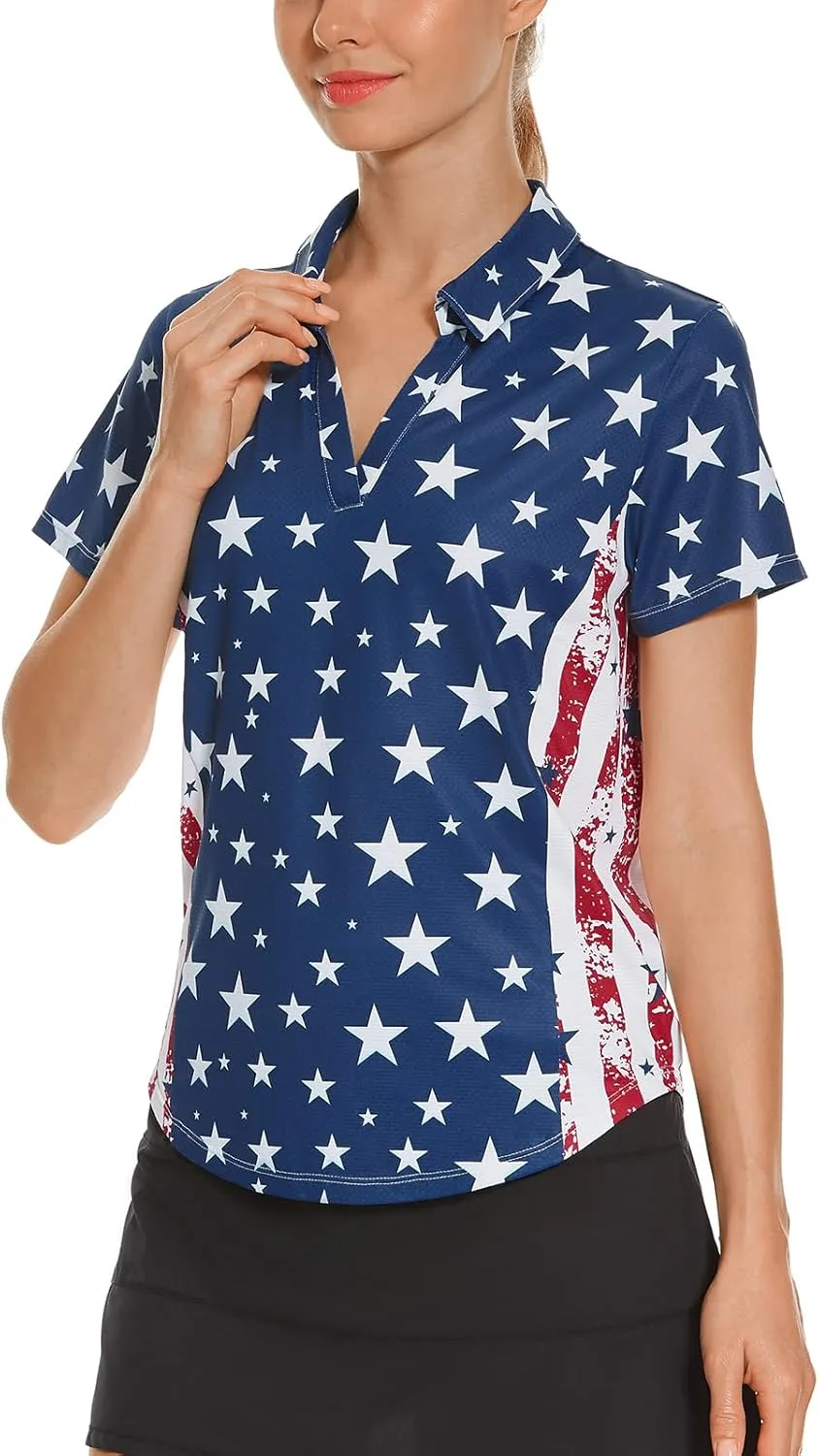 HODOSPORTS Women's Golf Polo Shirts Short Sleeve Collared V Neck Tennis Shirt Quick Dry Fit UPF 50  Golf Apparel Clothes