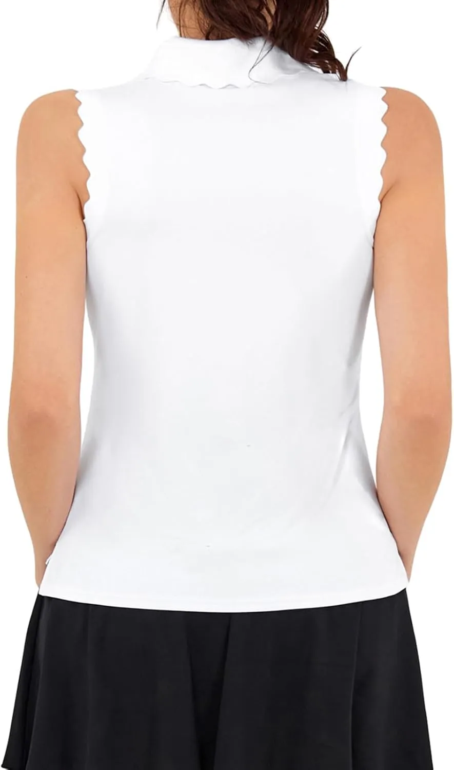 JACK SMITH Women Sleeveless Golf Polo Shirt Button Scalloped Tank Tops Moisture Wicking Tennis Shirts with Split Hem