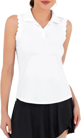 JACK SMITH Women Sleeveless Golf Polo Shirt Button Scalloped Tank Tops Moisture Wicking Tennis Shirts with Split Hem JACK SMITH Women Sleeveless Golf Polo Shirt Button Scalloped Tank Tops Moisture Wicking Tennis Shirts with Split Hem