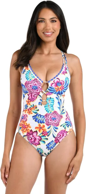 La Blanca Women's Underwire Lace Up One Piece Swimsuit