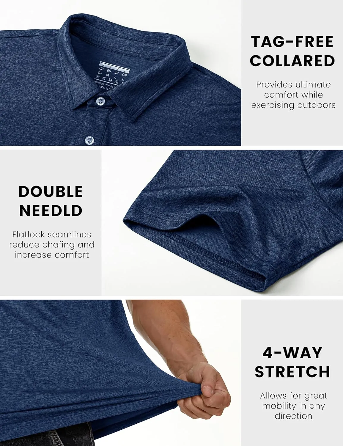 MAGCOMSEN Men's Short-Sleeve Polo,Golf Shirts for Men 3-Button Moisture Wicking,Athletic Outdoor Collared T-Shirt