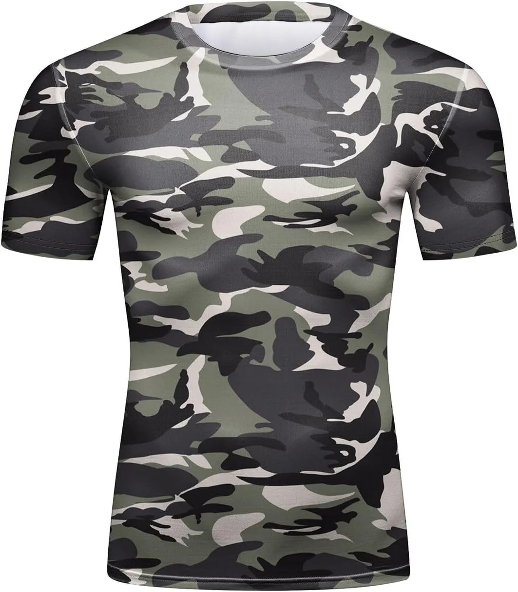 Men's Fitness Shirt Compression Short Sleeve Sports T-Shirt Workouts Running Tee Quickly Dry Tops Bat Logo Blouse