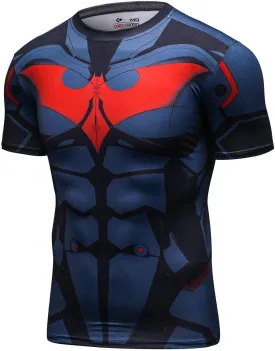 Men's Fitness Shirt Compression Short Sleeve Sports T-Shirt Workouts Running Tee Quickly Dry Tops Bat Logo Blouse Men's Fitness Shirt Compression Short Sleeve Sports T-Shirt Workouts Running Tee Quickly Dry Tops Bat Logo Blouse