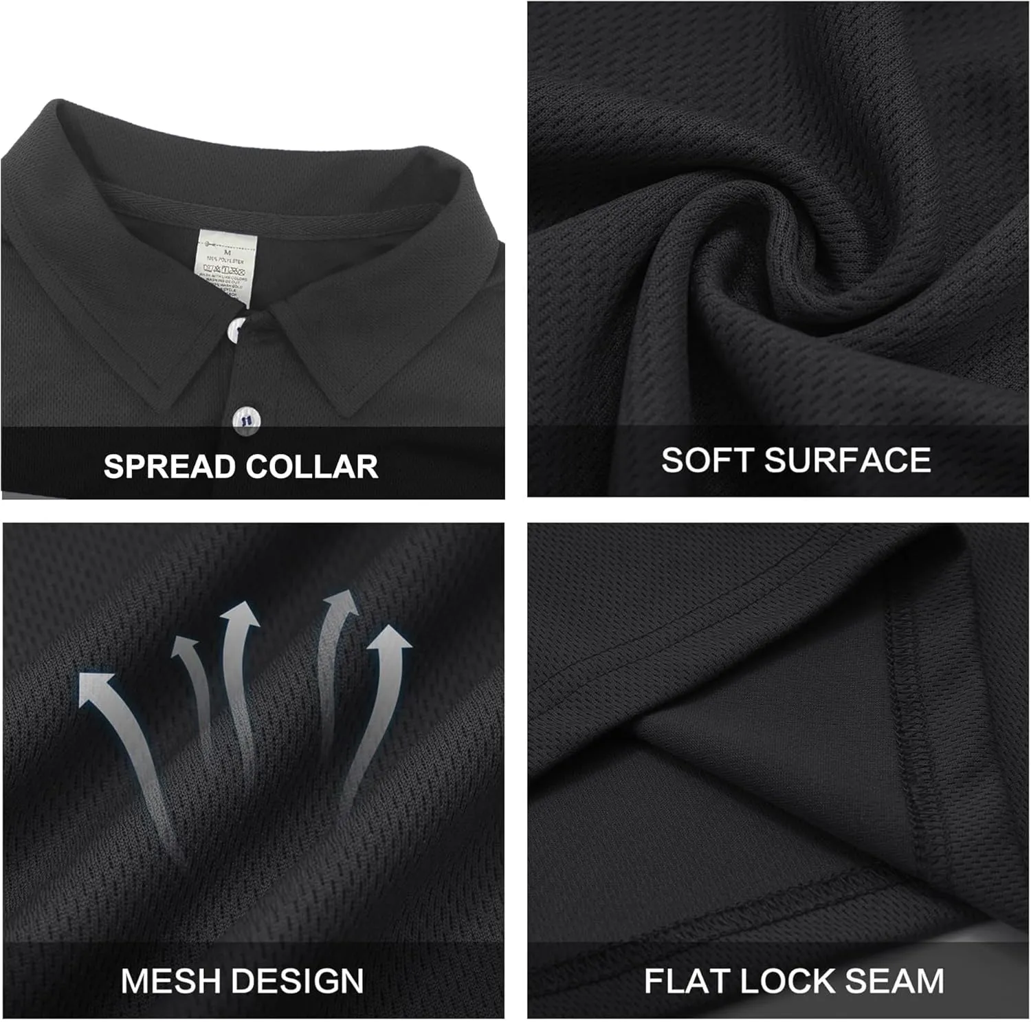 Mens Golf Shirts Short Sleeve Quick-Dry Moisture Wicking Cool Dry Shirts for Men Athletic Sport Collared Shirts