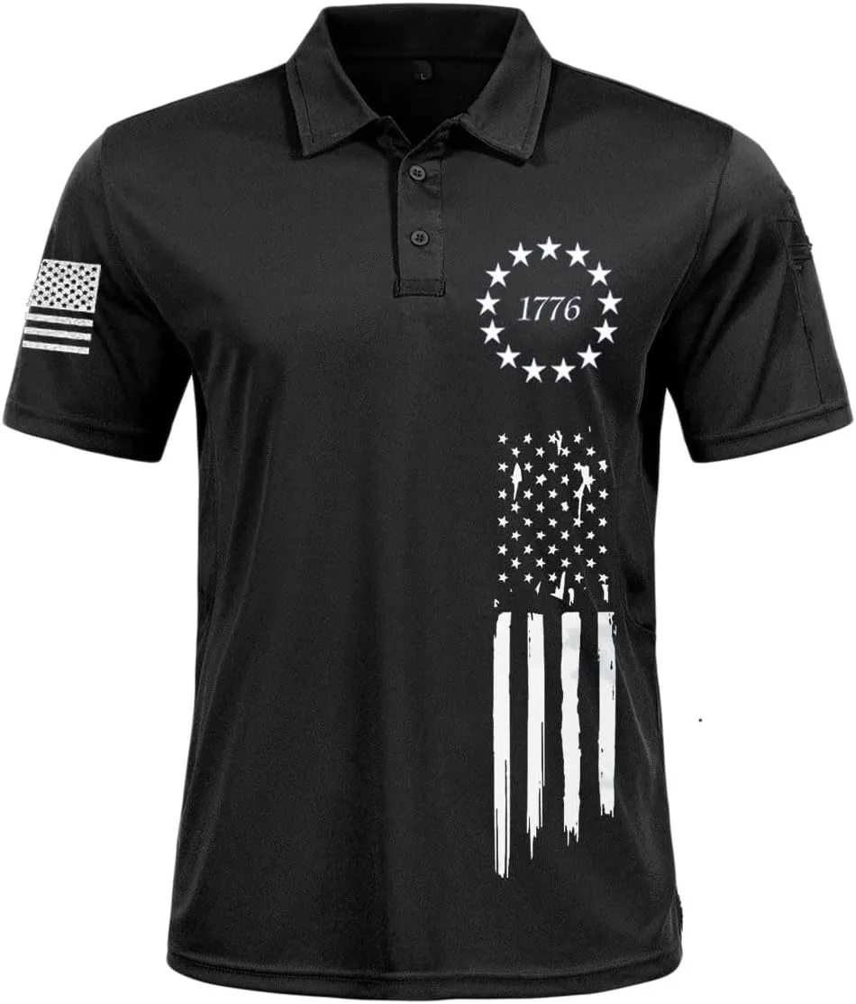 Men's Polo Shirt Quick Dry Performance Short Sleeve Tactical Golf Shirts