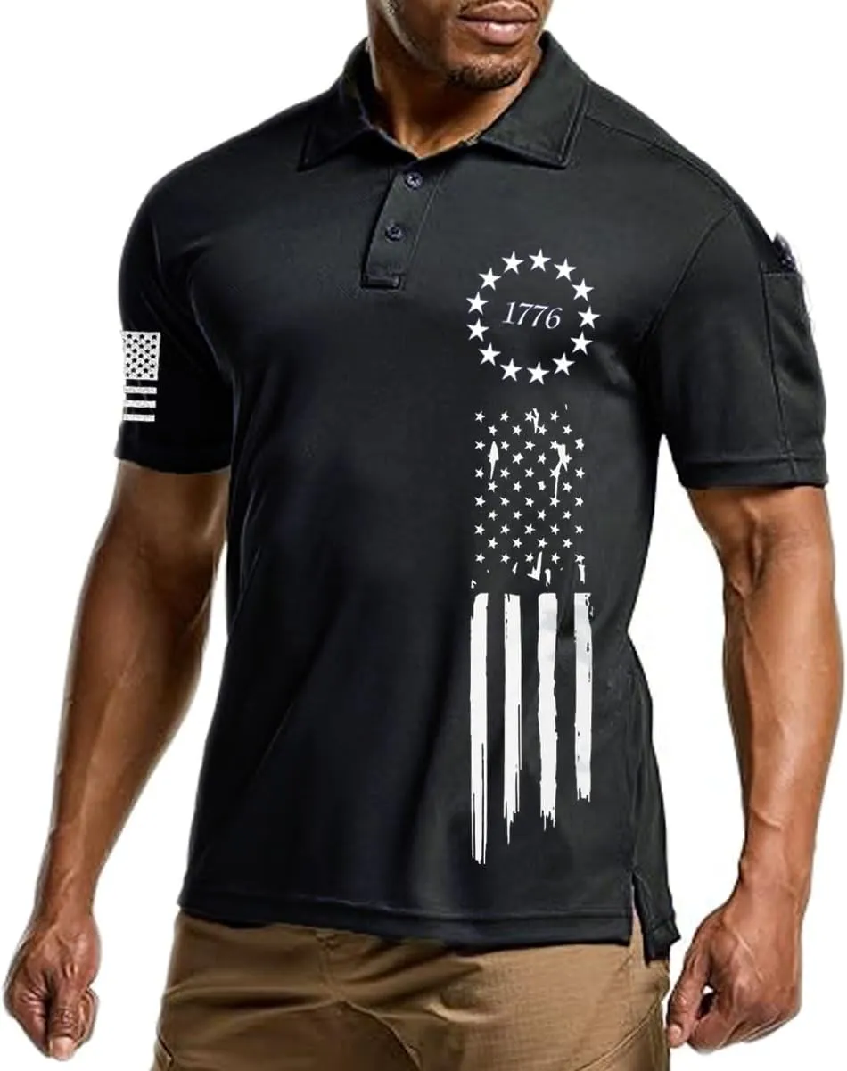 Men's Polo Shirt Quick Dry Performance Short Sleeve Tactical Golf Shirts