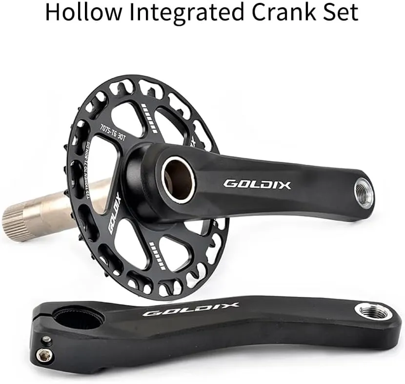 Mountain Bike Crankset,110/127/140/150/155/160MM GXP Bike Crank Arms, Hollow Integrated Folding Bicycle Crank With 28/30/32/34/36T Single Speed Round Narrow Wide Chainring 7-12S With BB (28T,140mm)