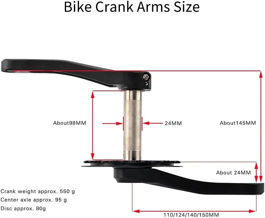 Mountain Bike Crankset,110/127/140/150/155/160MM GXP Bike Crank Arms, Hollow Integrated Folding Bicycle Crank With 28/30/32/34/36T Single Speed Round Narrow Wide Chainring 7-12S With BB (28T,140mm)