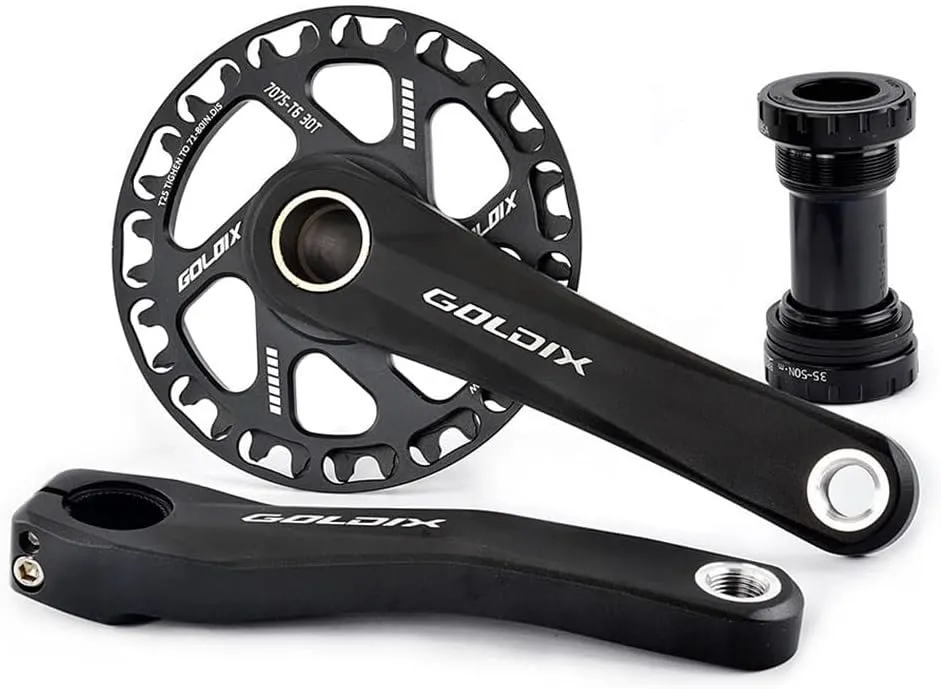 Mountain Bike Crankset,110/127/140/150/155/160MM GXP Bike Crank Arms, Hollow Integrated Folding Bicycle Crank With 28/30/32/34/36T Single Speed Round Narrow Wide Chainring 7-12S With BB (28T,140mm)