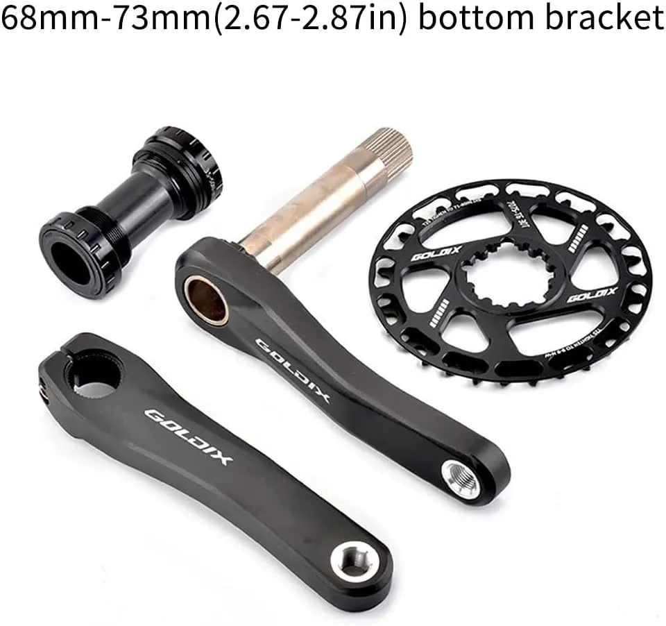 Mountain Bike Crankset,110/127/140/150/155/160MM GXP Bike Crank Arms, Hollow Integrated Folding Bicycle Crank With 28/30/32/34/36T Single Speed Round Narrow Wide Chainring 7-12S With BB (28T,140mm)